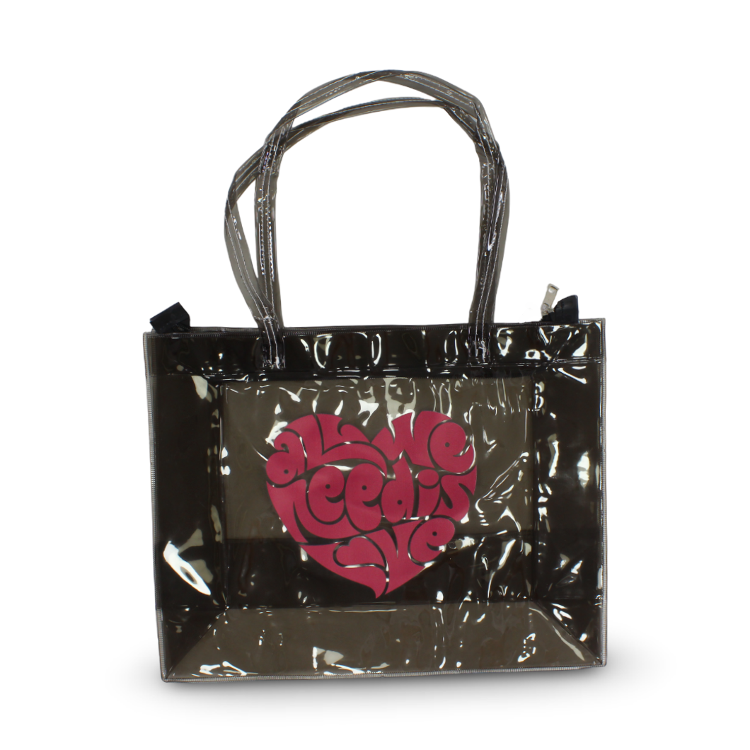 Summer Beach Bag – Black with "All We Need Is Love" Design