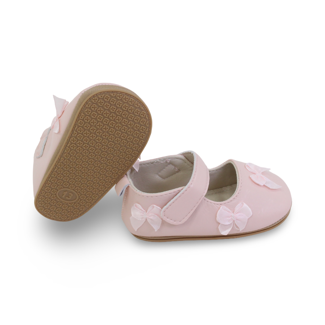 Baby Girls Leather Ballerina – with Stan Bows Design