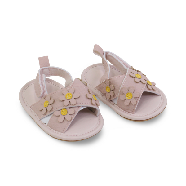 Baby Girls Leather Sandal – Flowers Design