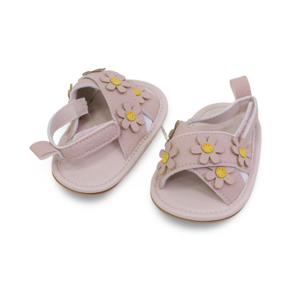 Baby Girls Leather Sandal – Flowers Design
