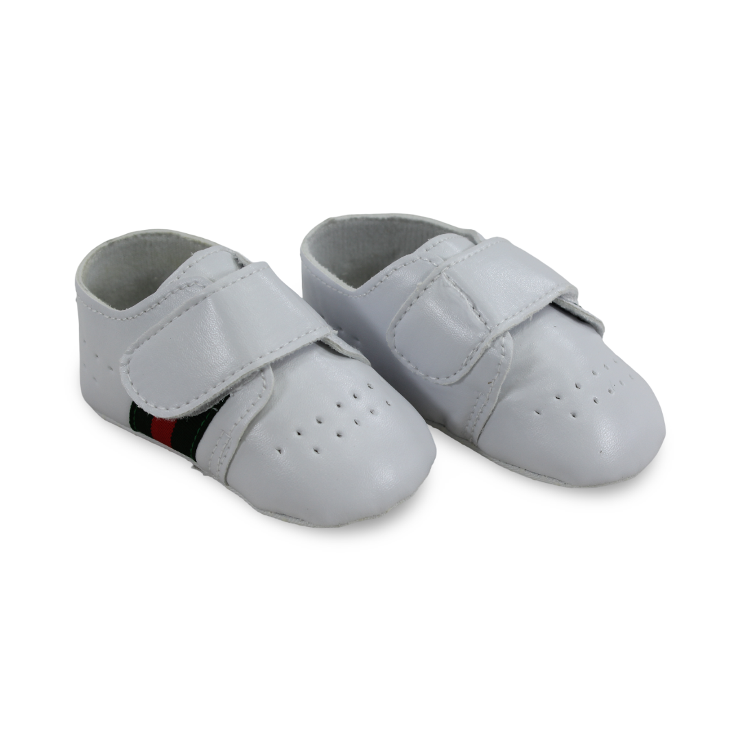 Unisex Baby Leather Shoes – White with Scotch Design - Clothing - Cherries