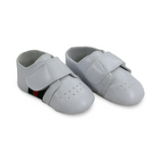 Unisex Baby Leather Shoes – White with Scotch Design