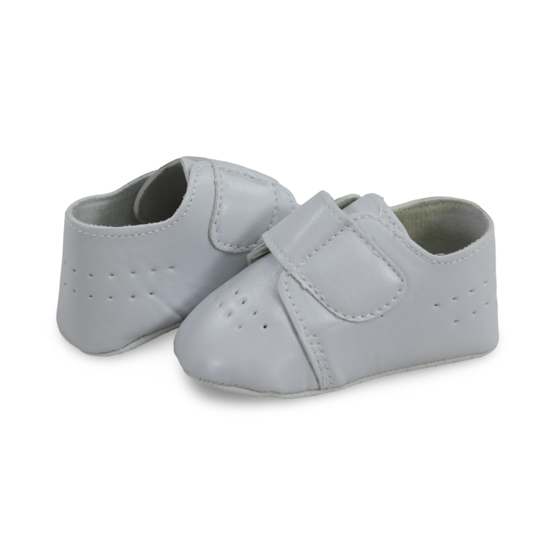 Unisex Baby Leather Shoes – White with Scotch Design