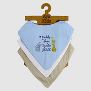 Baby Cotton Bibs - Baby Elephant and Giraffe Scarf Style (Pack of 3)