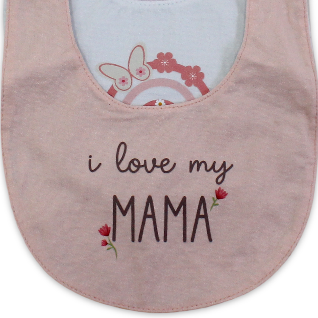 Cotton Baby Bib with "I love my Mama" Print – (Pack Of 3)