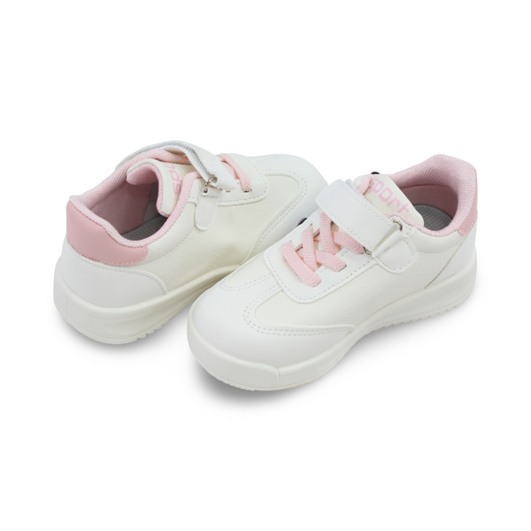 Girls Leather Sneakers – Stitch Print