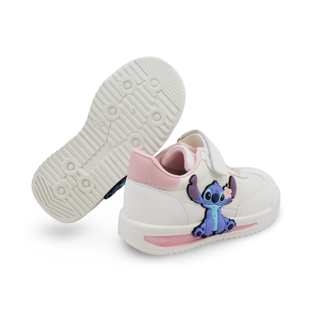 Girls Leather Sneakers – Stitch Print