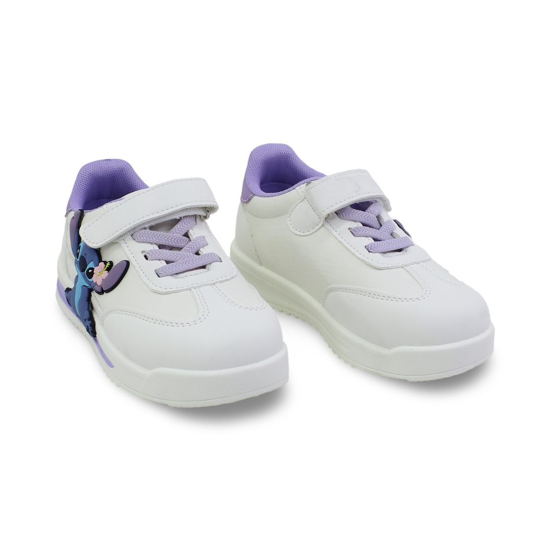 Girls Leather Sneakers – Stitch Print