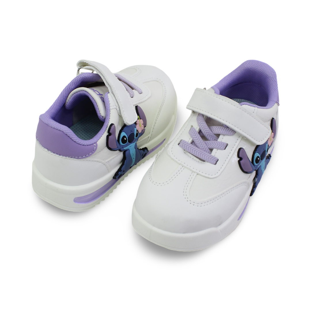 Girls Leather Sneakers – Stitch Print