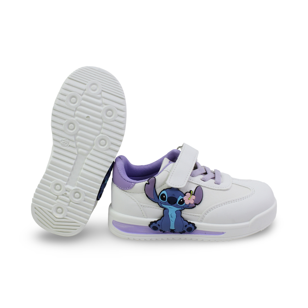 Girls Leather Sneakers – Stitch Print