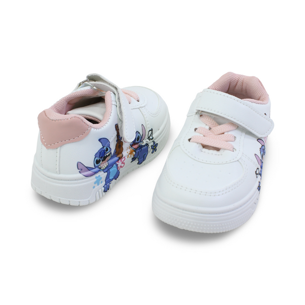 Baby Girls Leather Sneakers – Stitch Print