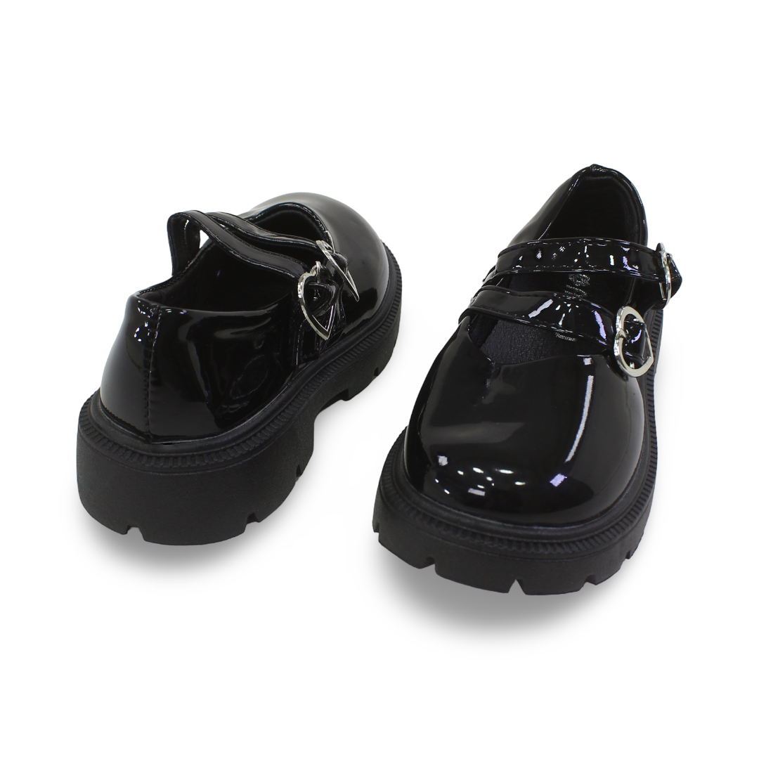 Girls Leather Ballarina – Black