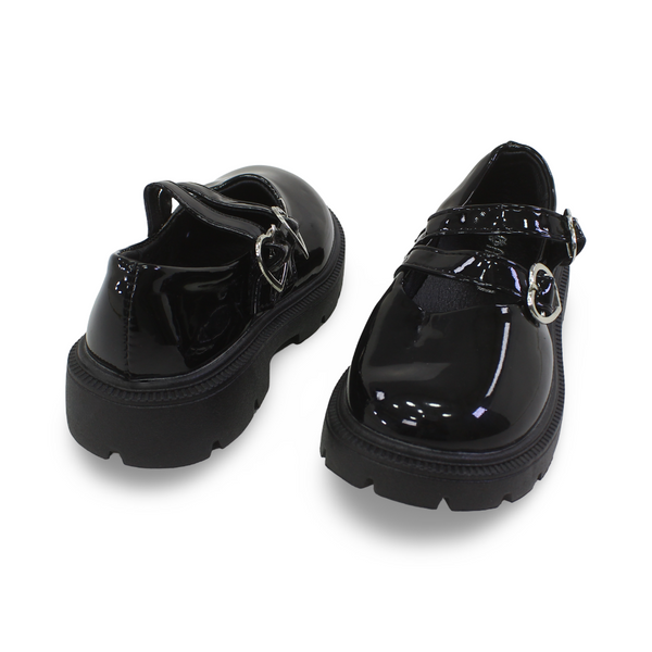 Girls Leather Ballarina – Black