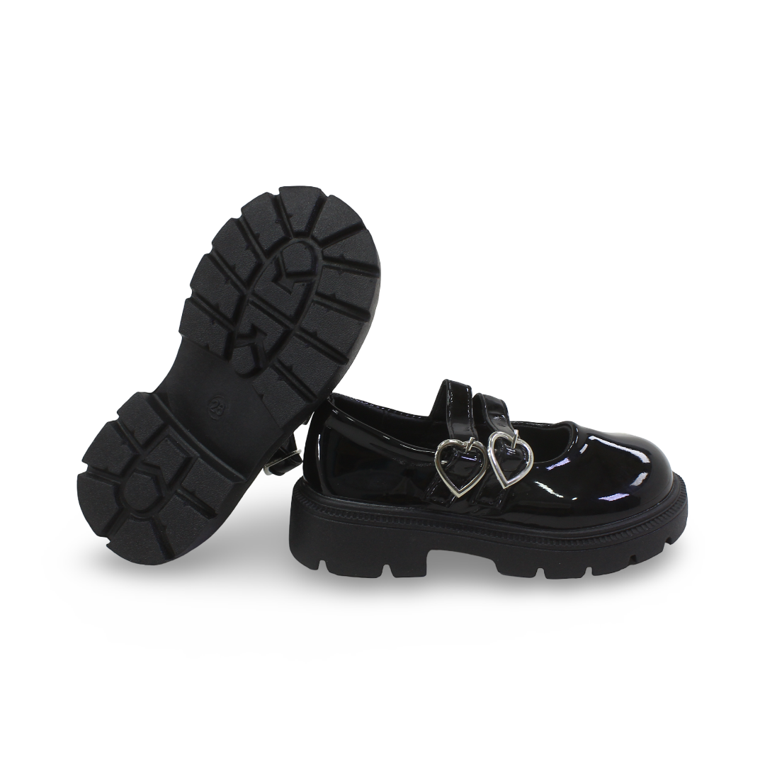 Girls Leather Ballarina – Black