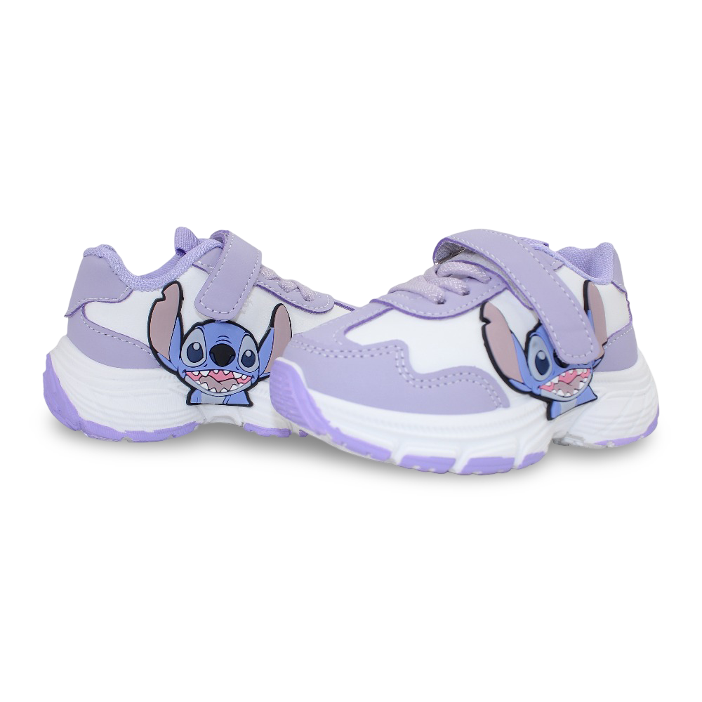 Baby Girls Leather Sneakers – Purple with Stitch Design
