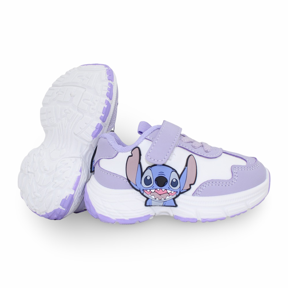 Baby Girls Leather Sneakers – Purple with Stitch Design