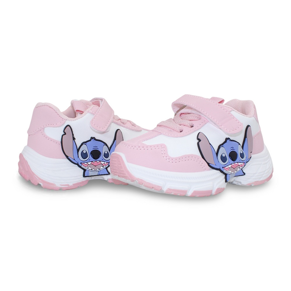 Baby Girls Leather Sneakers – Pink with Stitch Design
