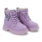 Baby Girls Leather Half Boots – Purple with Stitch Design