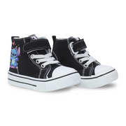 Baby Girls Canvas Half Boots – Black with Stitch Print