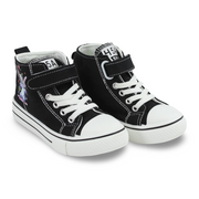 Girls Canvas Half Boots – Black with Stitch Print