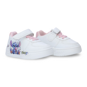 Baby Girls Leather Sneakers – Pink with Stitch & Ice Cream Print
