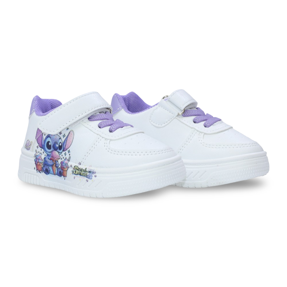 Baby Girls Leather Sneakers – Purple with Stitch & Ice Cream Print - Clothing - Cherries