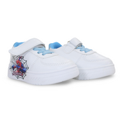 Baby Boys Leather Sneakers – Baby Blue with Spider-Man Print