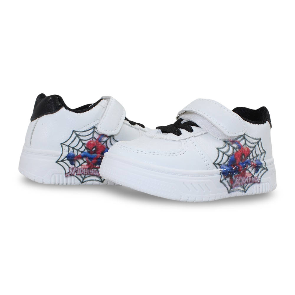 Baby Boys Leather Sneakers – Black with Spider-Man Design