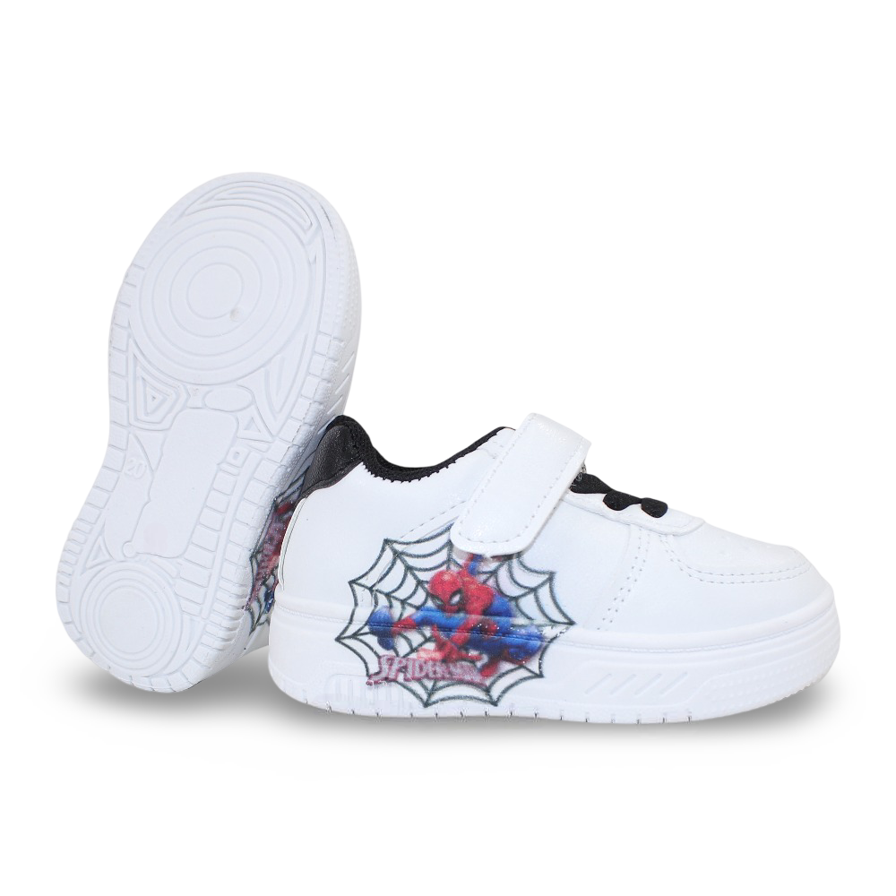 Baby Boys Leather Sneakers – Black with Spider-Man Design
