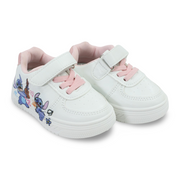 Baby Girls Leather Sneakers – Pink with Stitch Print