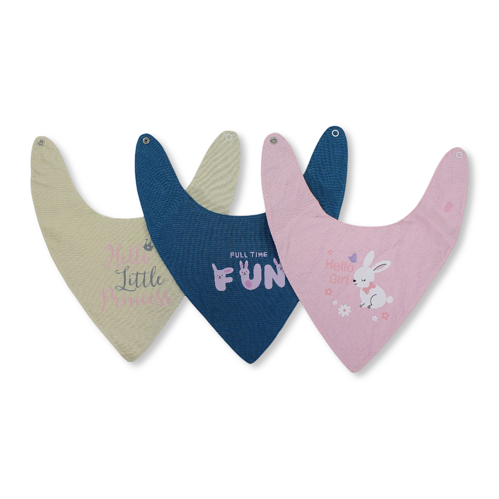 Cotton Baby Bib with Cute Design - (Pack Of 3)