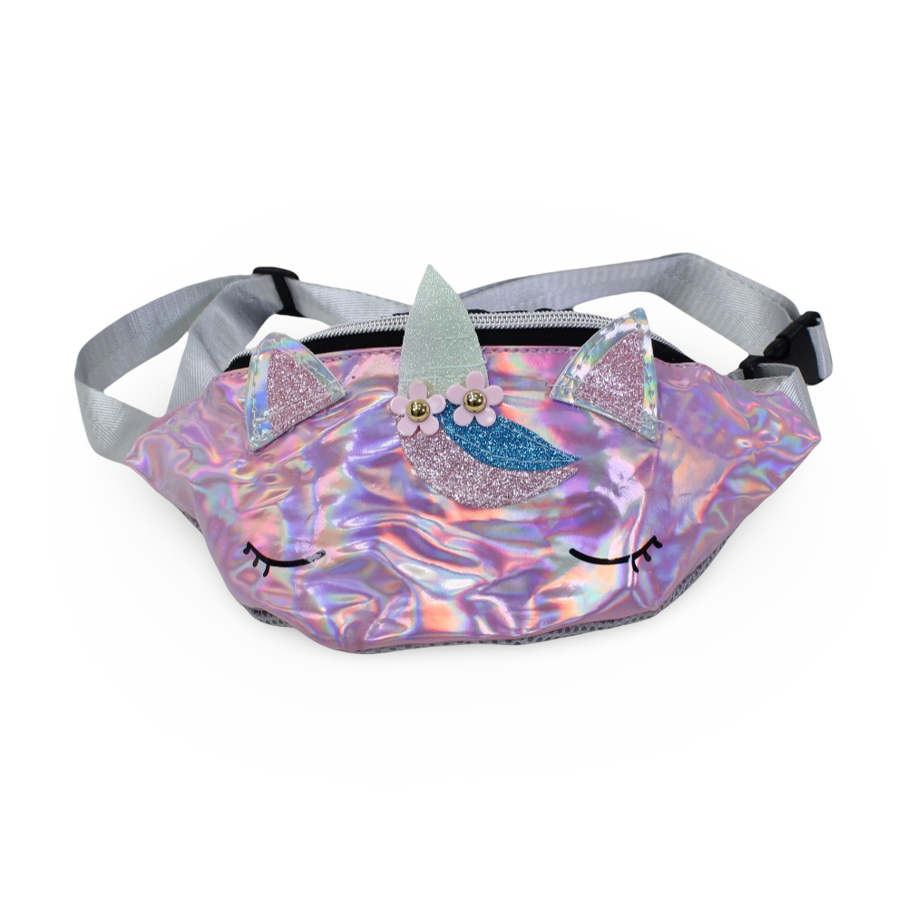 Waist Bag – Shiny Pink with Unicorn Design - School - Cherries