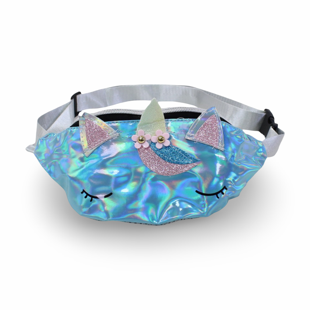 Waist Bag – Shiny Turquoise with Unicorn Design
