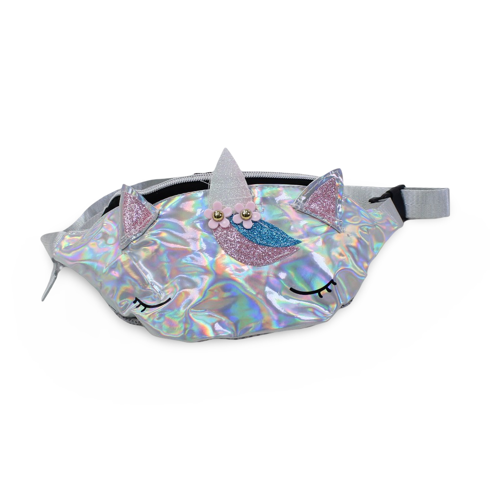 Waist Bag – Shiny Silver with Unicorn Design