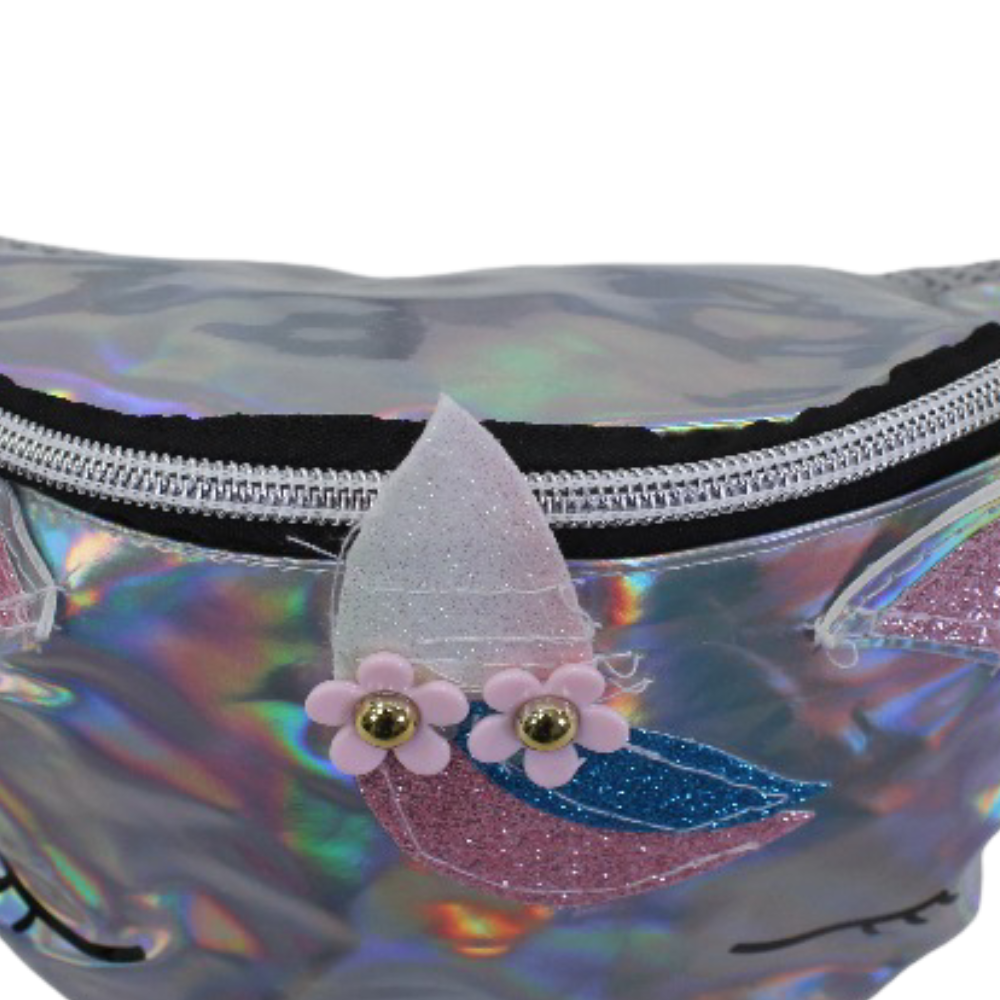 Waist Bag – Shiny Silver with Unicorn Design