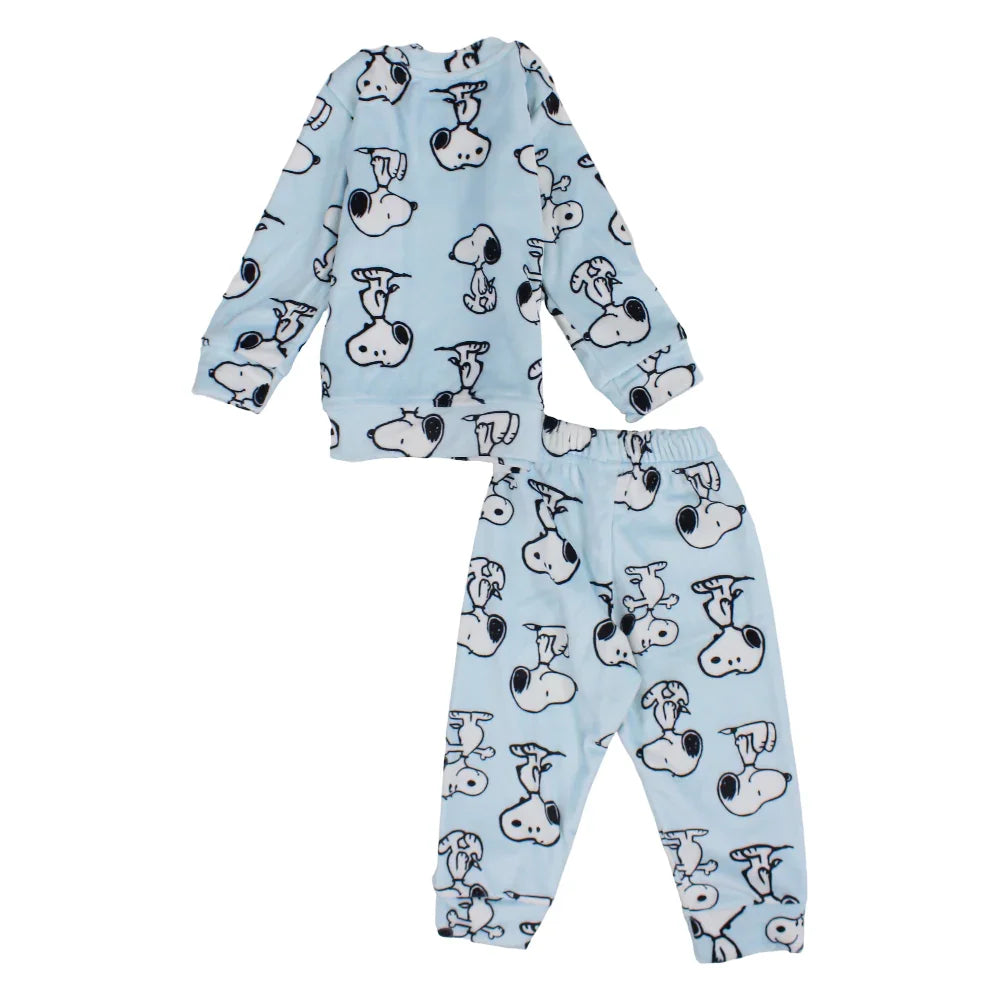 Baby Boys Velvet Thermal Set - Aqua with Snoopy Print