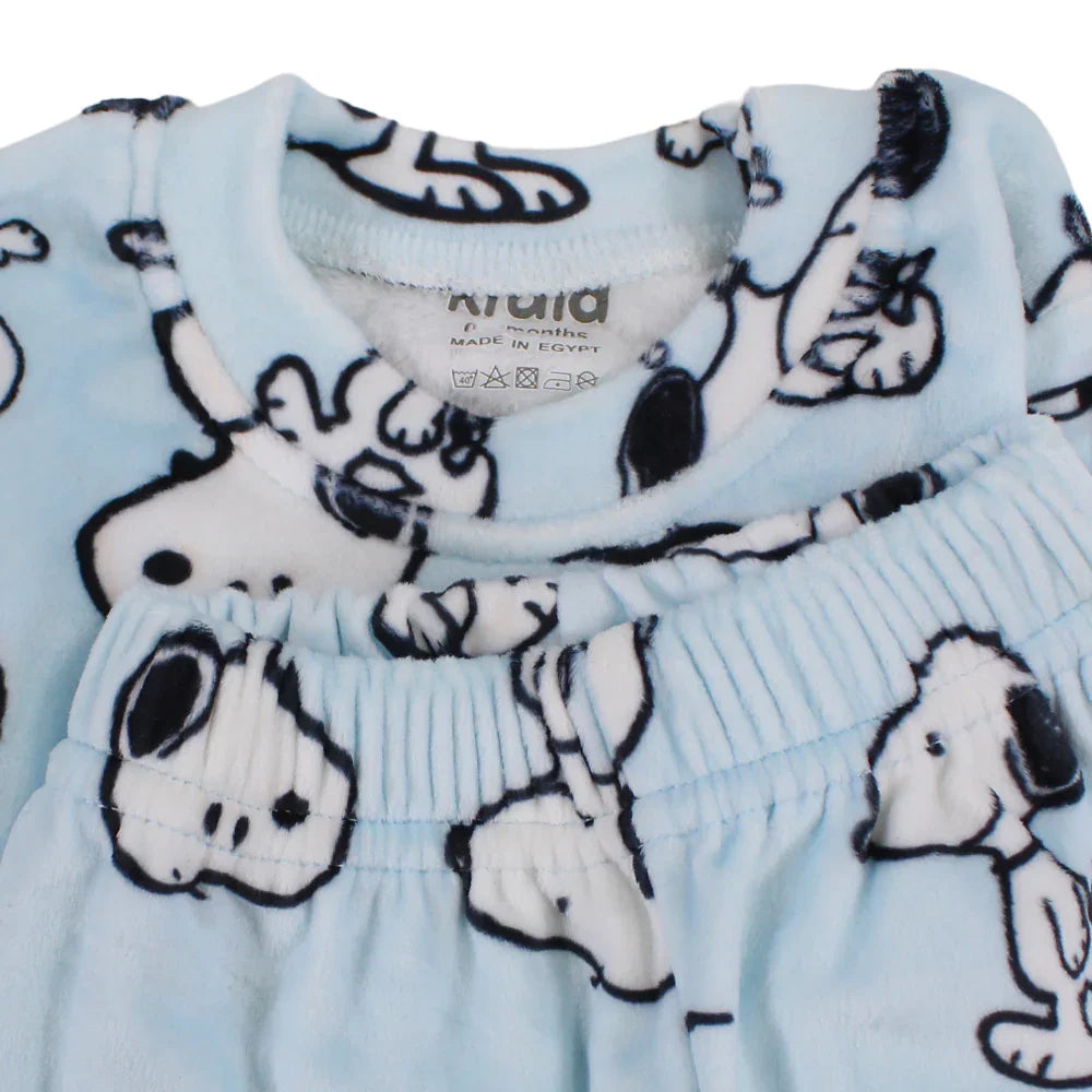Baby Boys Velvet Thermal Set - Aqua with Snoopy Print