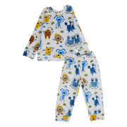 Baby Boys Velvet Thermal Set – White with Monsters Print