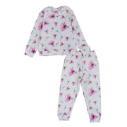 Baby Girls Velvet Thermal Set – White & Pink with Butterflies Print
