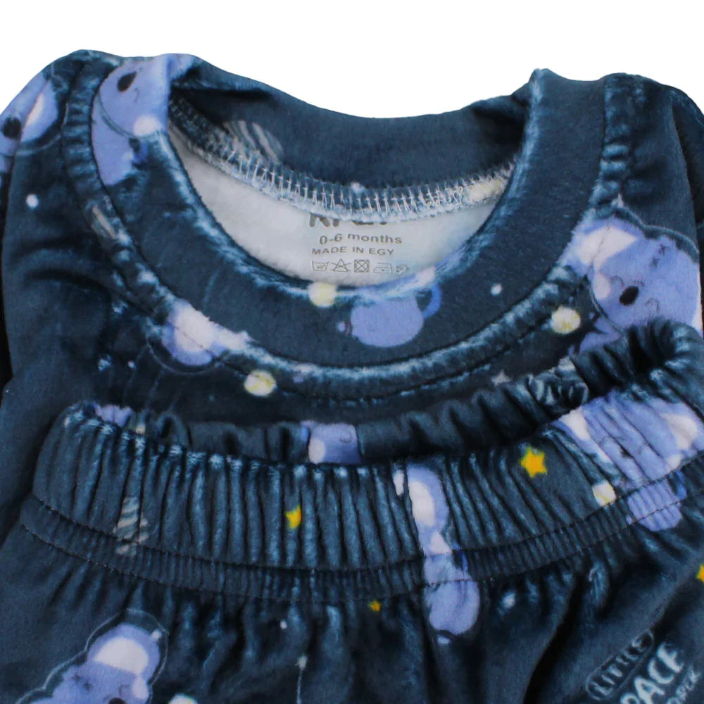 Baby Boys Velvet Thermal Set - Dark Blue with Sleepy Koala Print