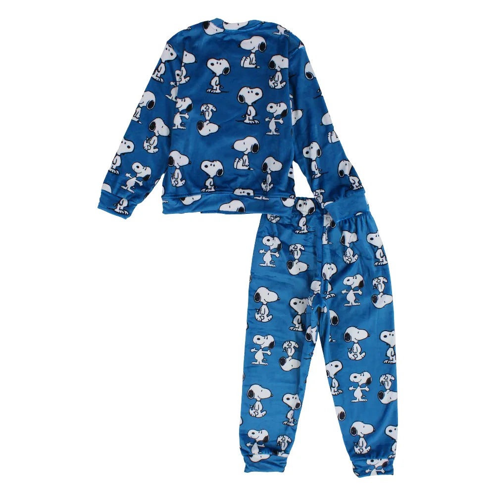 Boys Velvet Thermal Set - Blue with Snoopy Print