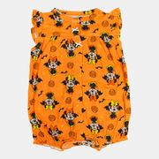 Baby Girls Sleeveless Cotton Romper – Orange with Minnie Mouse Print