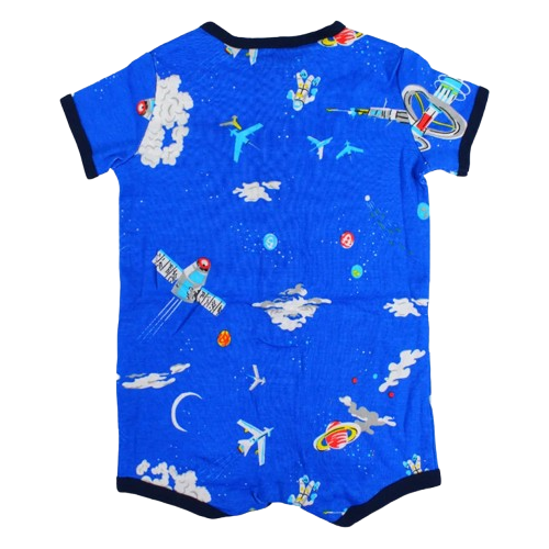 Baby Boys Cotton Romper - Fun Rocket Print