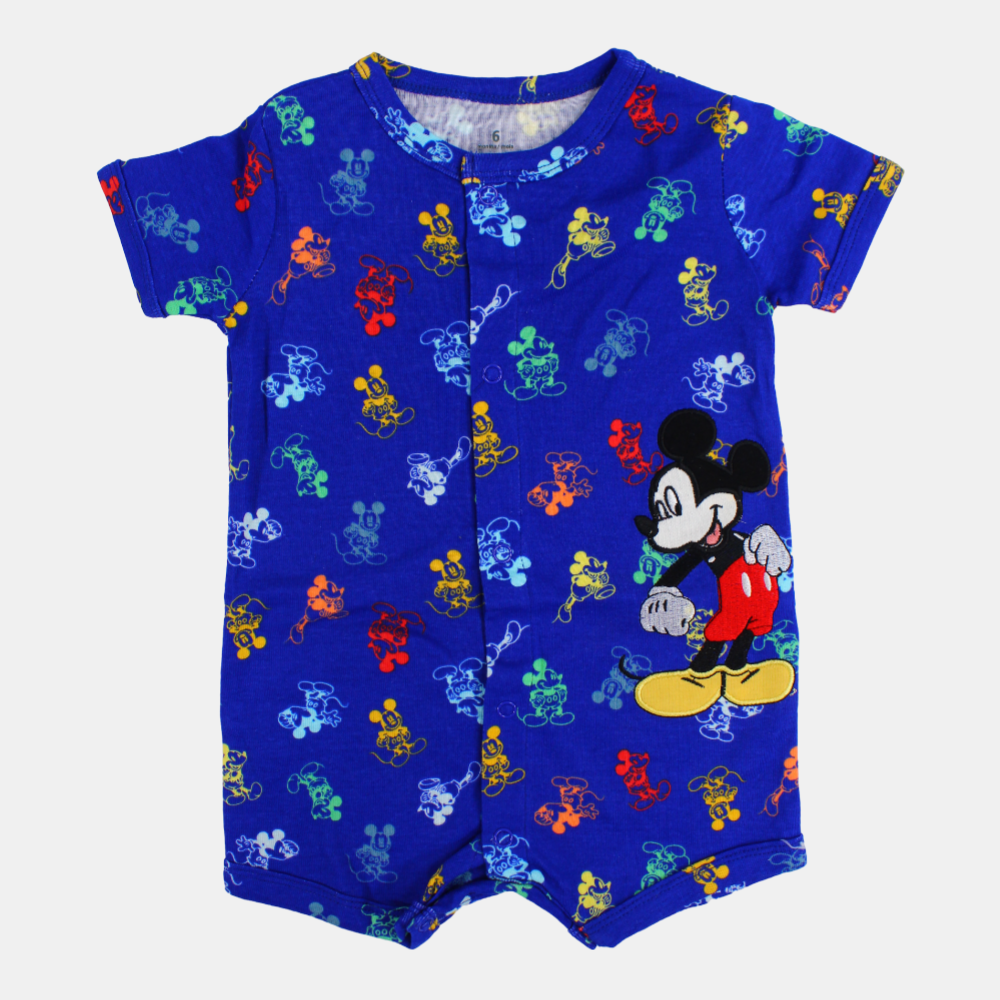 Baby Boys Cotton Romper – Mickey Mouse Design