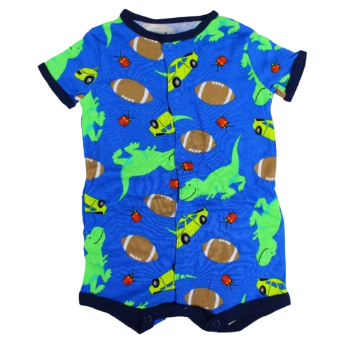 Baby Boys Cotton Romper – Blue with a Fun Design