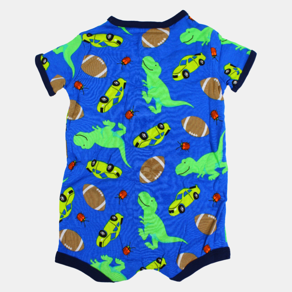 Baby Boys Cotton Romper – Blue with a Fun Design