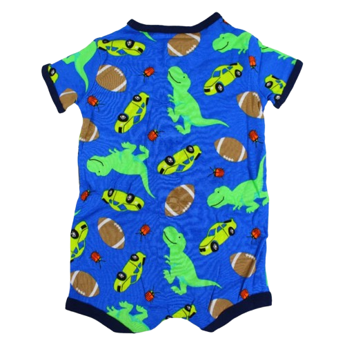 Baby Boys Cotton Romper – Blue with a Fun Design
