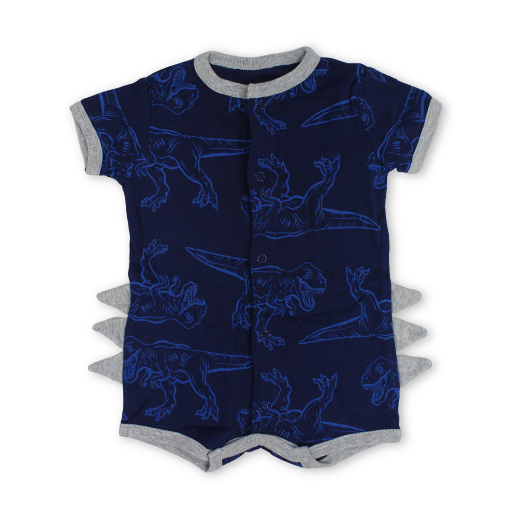 Baby Boys Cotton Romper – Navy with Dino Print - Clothing - Cherries