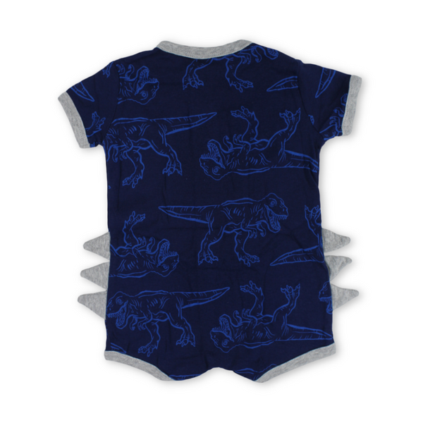 Baby Boys Cotton Romper – Navy with Dino Print