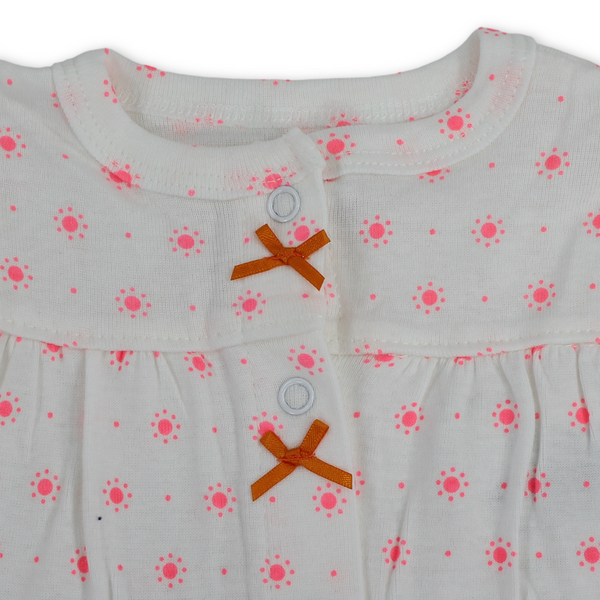 Baby Girls Cotton Romper – White with Fish Embroidery